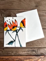 Handpainted Greeting Card in Inks - Abstract Flowers