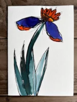 Handmade Abstract Floral Greeting Card in Inks