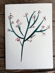 Handmade Floral Greeting Card - Dainty Red Berries Design