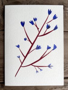 Handmade Greeting Card Blue Flowers