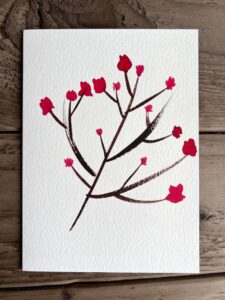 Handmade Greeting Card Red floral Card