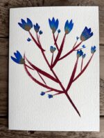 Handmade Card Blue and Gold Ink Floral Design